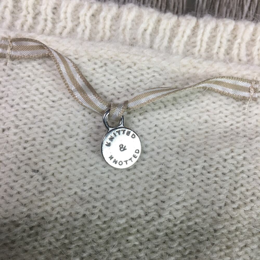 Anthropologie Knitted & Knotted Jewel ButtonCardigan Gray Cream Small Women S - Picture 4 of 12